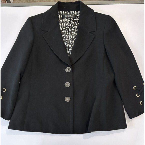 KASPER Womens Polyester Single Breasted Lined Blazer Braided Cuff Jacket Size 8 - Picture 4 of 8